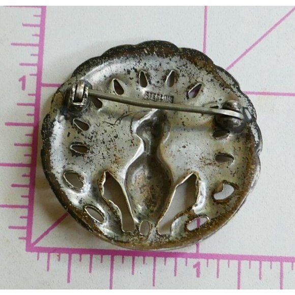 Vintage Sterling Silver Open Tail Feathers Peacock Brooch - Picture 2 of 8